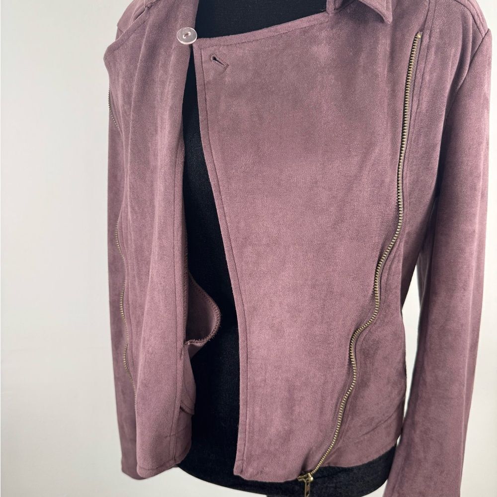 Eden society mauve soft Moto Jacket with Asymmetrical Zipper women’s large - Picture 9 of 15